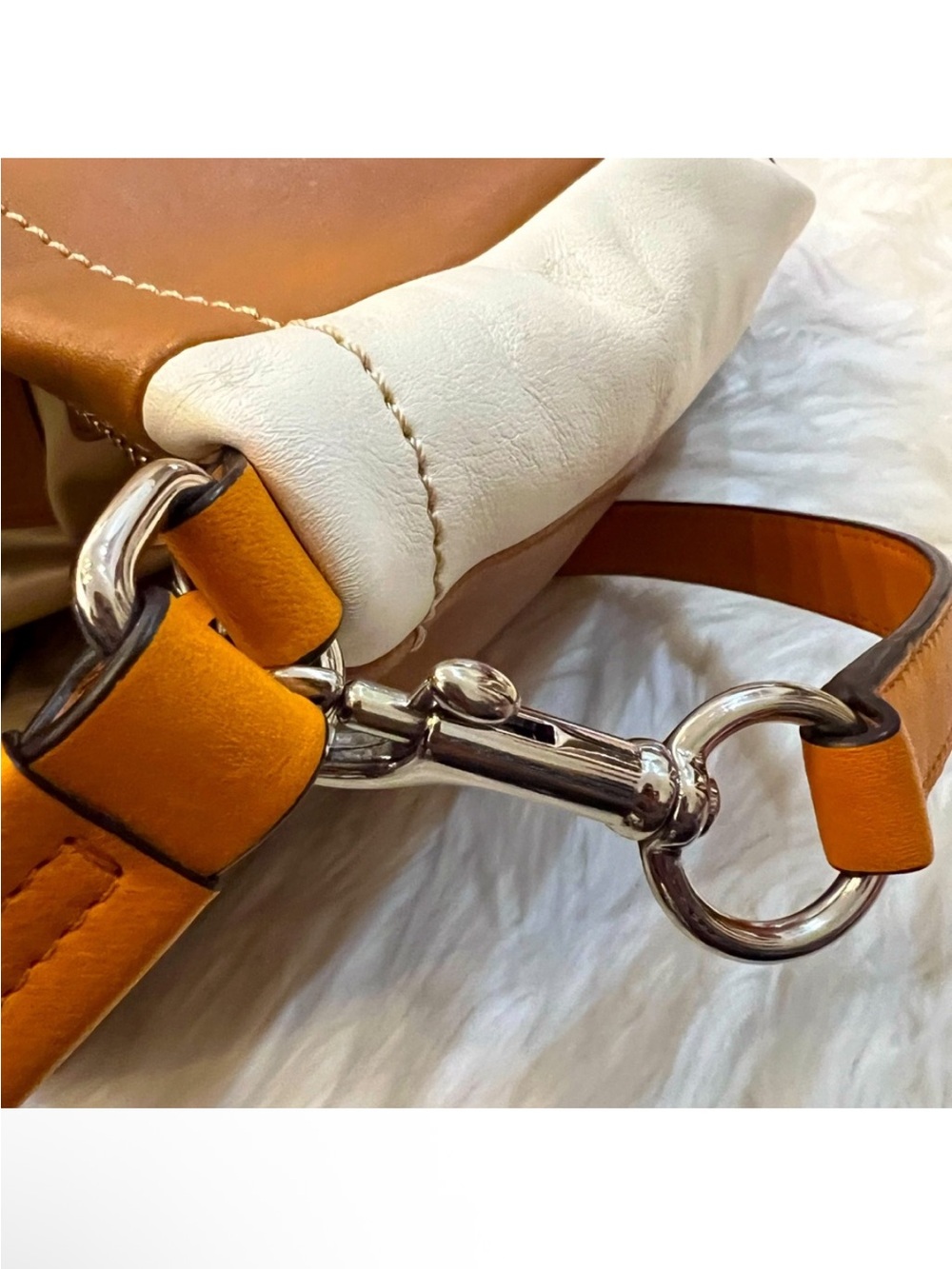 Coach Park Colorblock LeatherHobo Crossbody Tote F24369 Tan Orange EUC - Picture 10 of 11